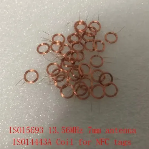 7mm diameter 13.56MHz ISO14443A NFC antenna for 213 216 215 NFC coil antennas ISO15693 Coils for I*code2 COB