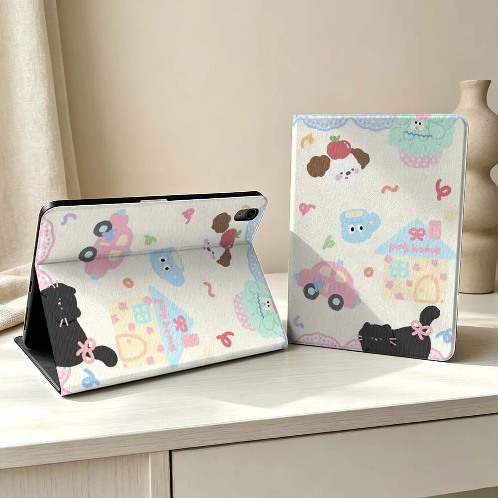 Cartoon Puppy Pattern For iPad Pro Air mini 7 6 5 4 3 2 1 M5 M4 M3 11th 10th A17 Pro A16 A14 Soft Pen Tray Tablet Case