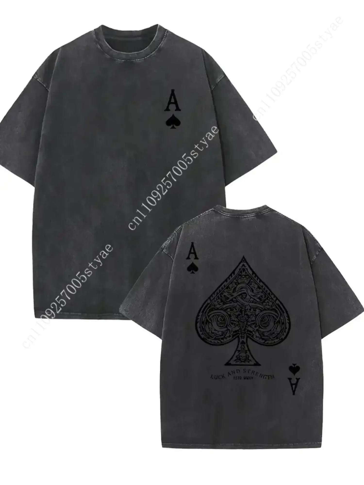 valentine shirts 1pc, 100% Pure Cotton, Poker Card Pattern Printed T-Shirt, Spring And Summer Round Neck Short Sleeved Men'S T-S