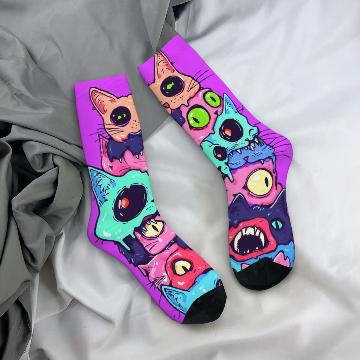 

All Seasons Crew Stockings Psychedelic Zombie Cat Cartoon Socks Casual Long Socks Accessories for Men Women Birthday Present