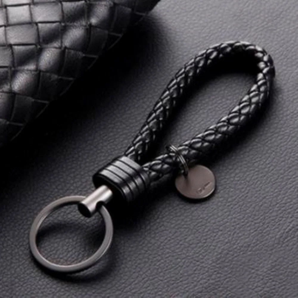 LLavero de cuerda tejida trenzada de cuero PU para hombre y mujer, colgante de bolso DIY, soporte de llavero, llavero de baratija de coche, regalo