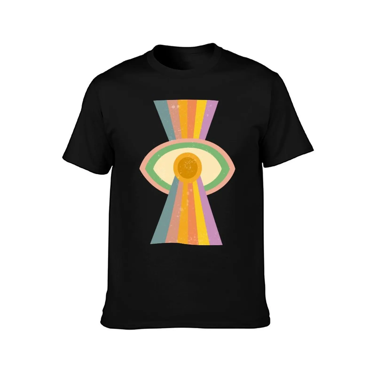 Retro Trippy Rainbow Eye T-Shirt, Summer Casual Cotton Tee, Oversized Streetwear Tops, Vintage Graphic Print, Unisex Men Women