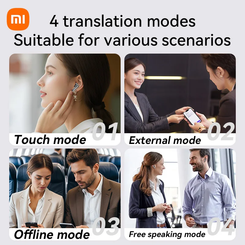 XIAOMI A98 سماعة لاسلكية تعمل بالبلوتوث سماعة الذكية AI ترجمة بلوتوث 5.4 سماعات الأعمال السياحة الترجمة للسفر