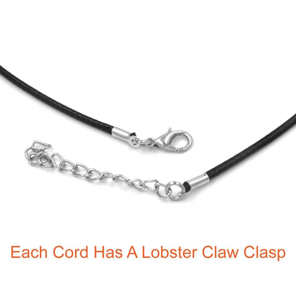 

100pcs 2.0Mm Black Waxed Cotton Necklace Cord Stretchable Lobster Clasp Jewelry Making Supplies Diy Crafts Bracelets Anklets