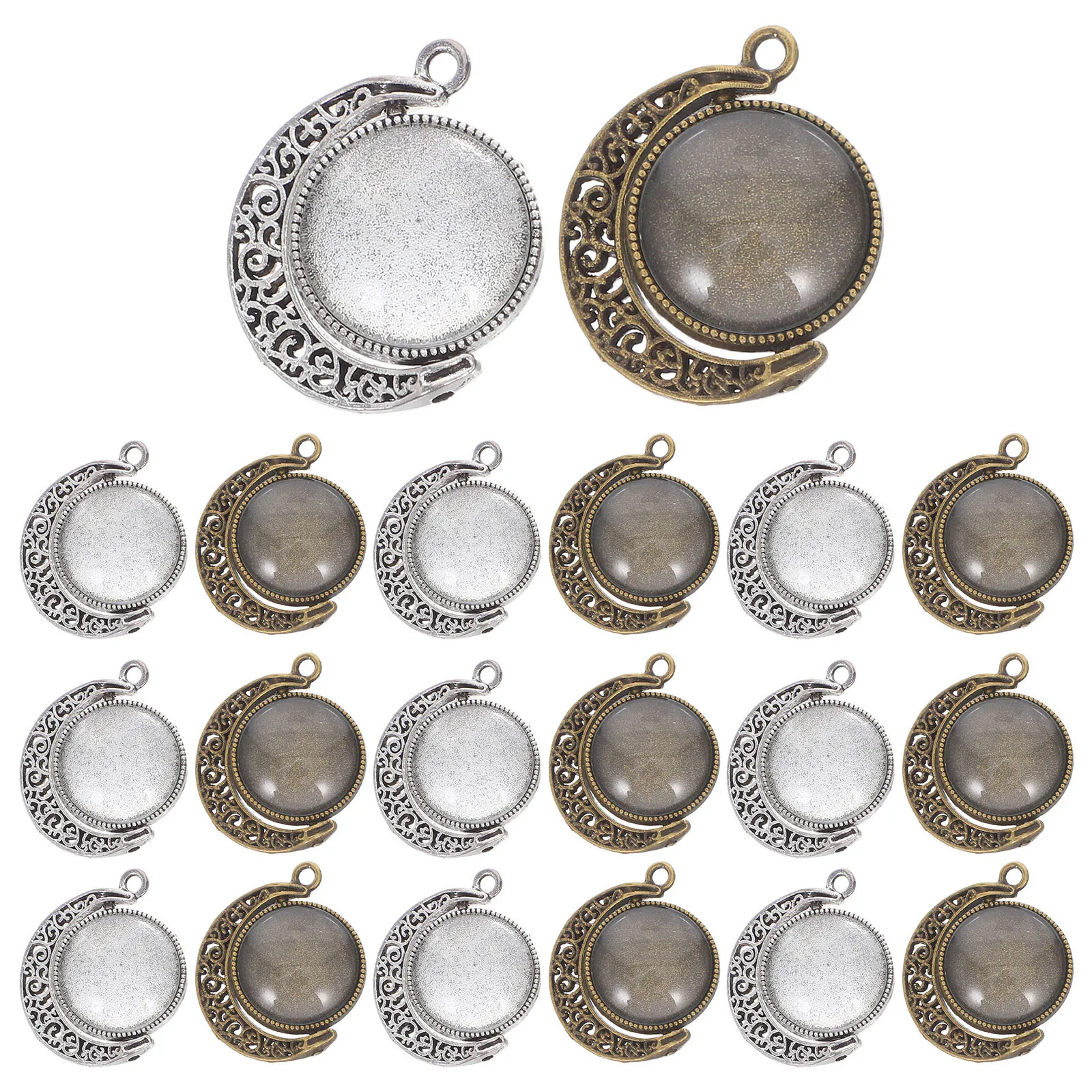 

60Pcs 18mm Moon Shaped Pendants DIY Beads Charms Glass Accessory for Custom Jewelry Cameo Pendants Crafts Photo Jewelry Resin