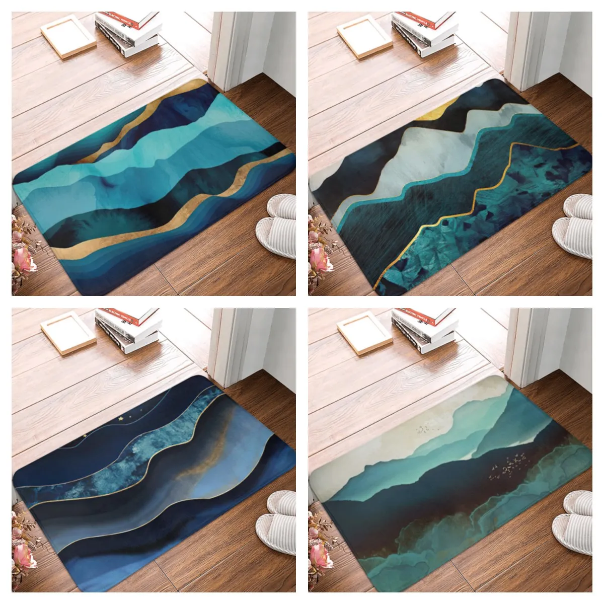 Blue Oil Painting housing Door Mats Corridor Floor Mats Entrance Front Door Mats Indoor And Outdoor kitchen mats for floor