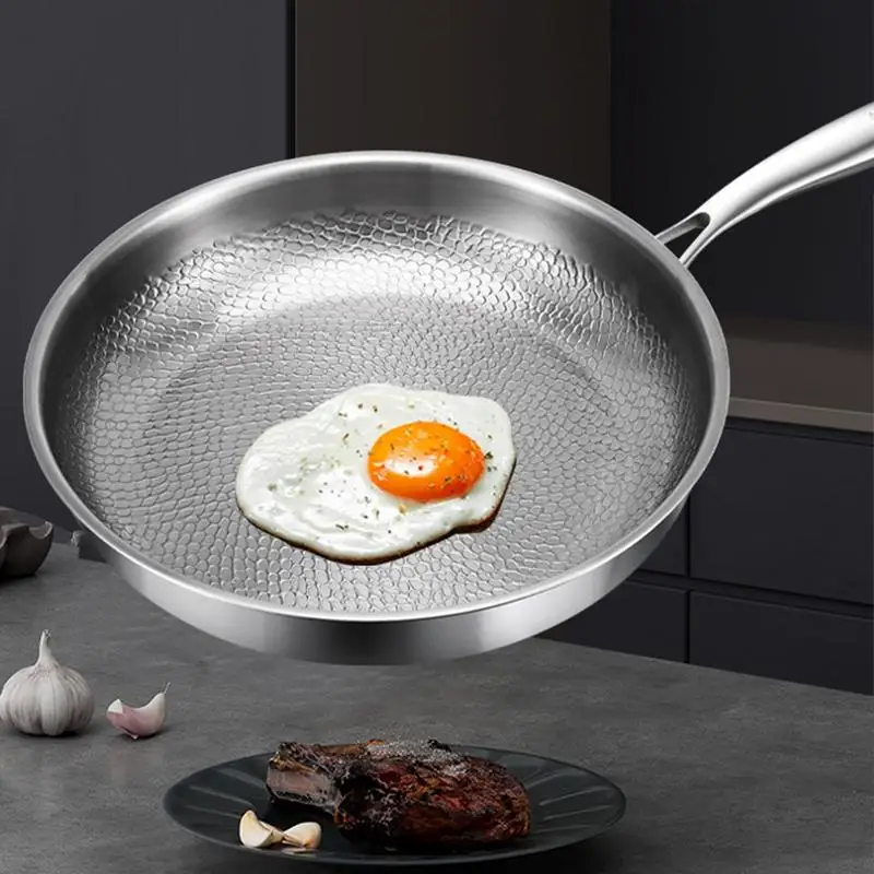 

2025 new Titanium Steel Frying Pan Uncoated Non Stick Pan Fish Scale Hammer Pattern Household Steak Frying Pan Kitchen Cookware