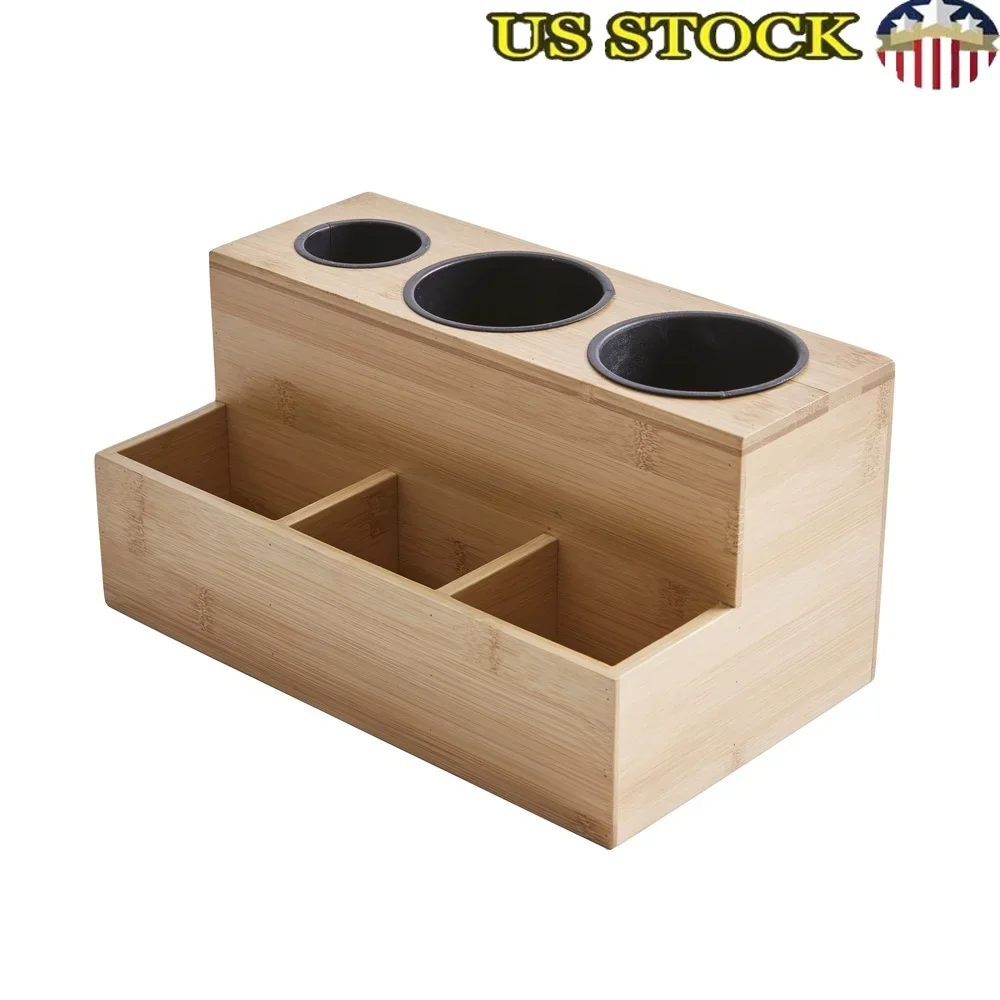 

Органайзер для инструментов из натурального бамбука с 6 отделениями, компактная расческа и фен, решение для хранения, столешница для ванной комнаты