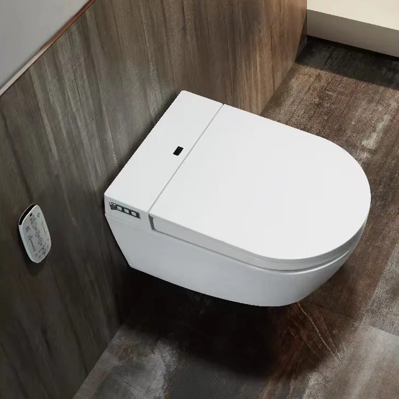 New-style Luxury Ceramic Bathroom Smart Wall-hung Toilet With Remote-Controlled Multi-function Automatic Flushing Self-Cleaning