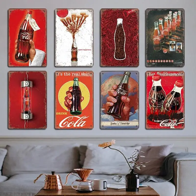 Vintage Drink Cola Poster Metal Tin Sign Christmas Santa Retro Metal Plaque For Man Cave Bar Pub Garage Club Home Wall Art Decor