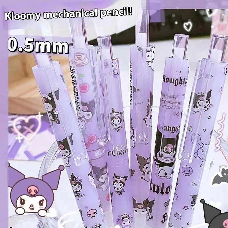 Imagem -02 - Sanrio Desenhos Animados Lápis Mecânico Olá Kitty Kuromi Papelaria Estudante Estudante e Escola Escrever Caneta 0.5 Preto 36 Pcs