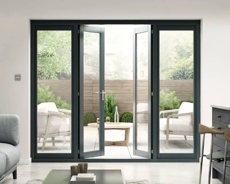 

High Quality Slim Aluminum Alloy Frame Bi-folding Door with Sound Insulation for House Villa Accordion Door Weather Resistant