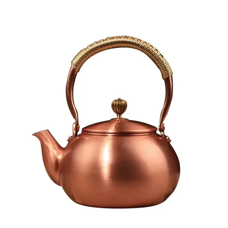 Handmade Pure Copper Teapot Large Capacity Kung Fu Tea Set Traditional Chinese Style Boiling Water Pot for Home Office Use