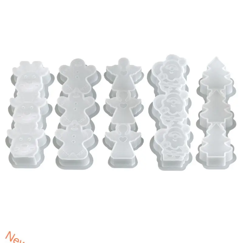 Velas com temas Molde Santa Angel Rena Gingerbreads Man Silicone Grade Silicone for Chocolate Crafts