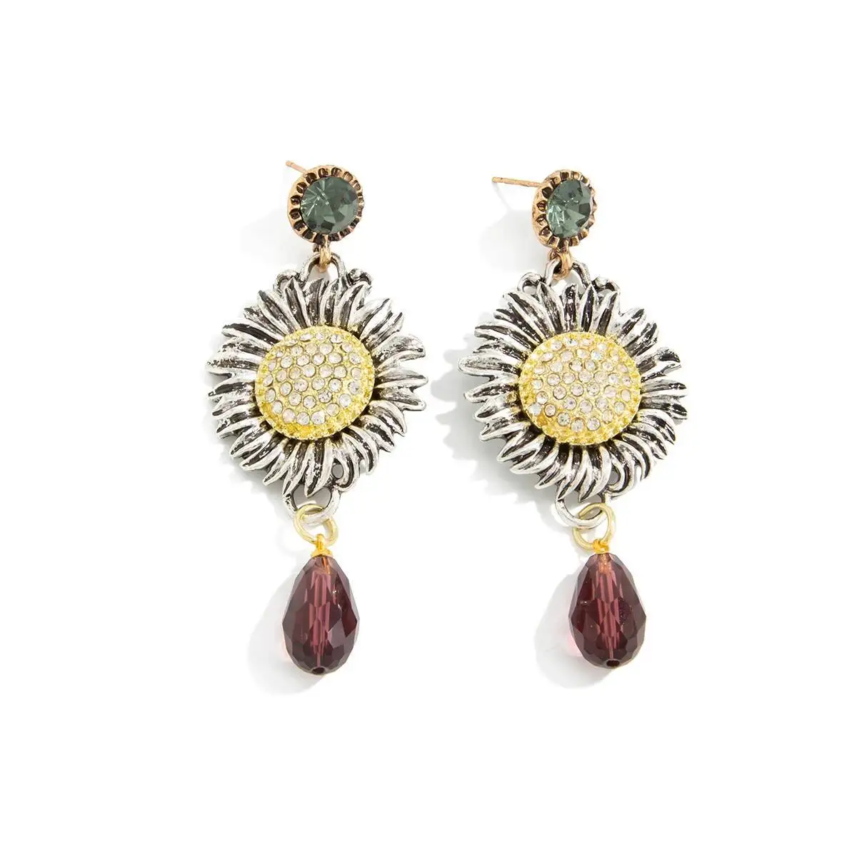 IngeSight.Z خمر أنيقة عباد الشمس إسقاط أقراط امرأة 2026 الكلاسيكية المبالغة القرط مأدبة مجوهرات اكسسوارات هدية #6