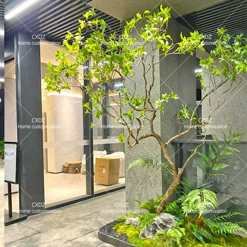 Simulated horse drunk wood fake tree indoor green plants dry scenery decorative plant landscape store soft landscaping floor