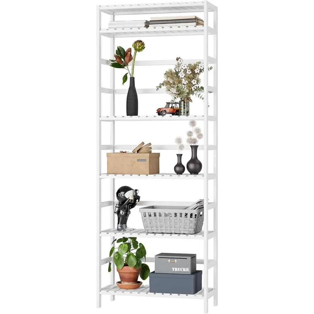 6-Tier  Shelf,  Bookcase with Adjustable Shelves, Free Standing Storage Shelf Unit, Plant Flower Stand