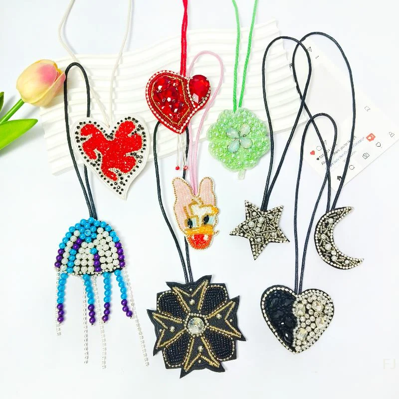 

[YU]Life Bag Charms Heart Moon Crystal Sequins Handmade Diy Clothing Bag Lanyard Keychain