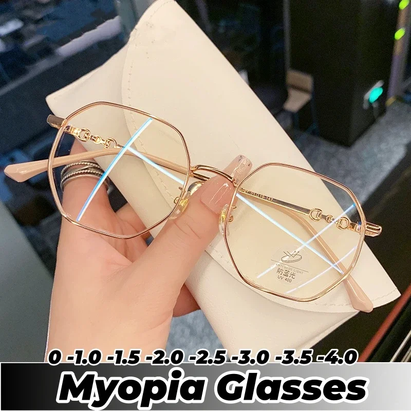

Luxury Anti-blue Light Myopia Glasses Trendy Women's Minus Diopter Eyewear Fashion Near Sighted Clear Prescription Eyeglasses