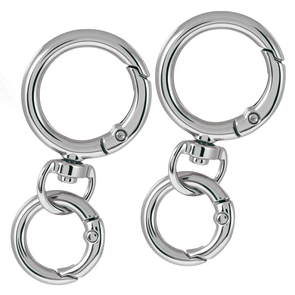 2 Sets runde Federschnappkarabiner, O-Ringe, drehbare Auslösehaken, Metallverschlüsse, Schlüsselanhänger für Handtaschen, Schlüsselbänder, DIY-Bastelarbeiten – Detail 6