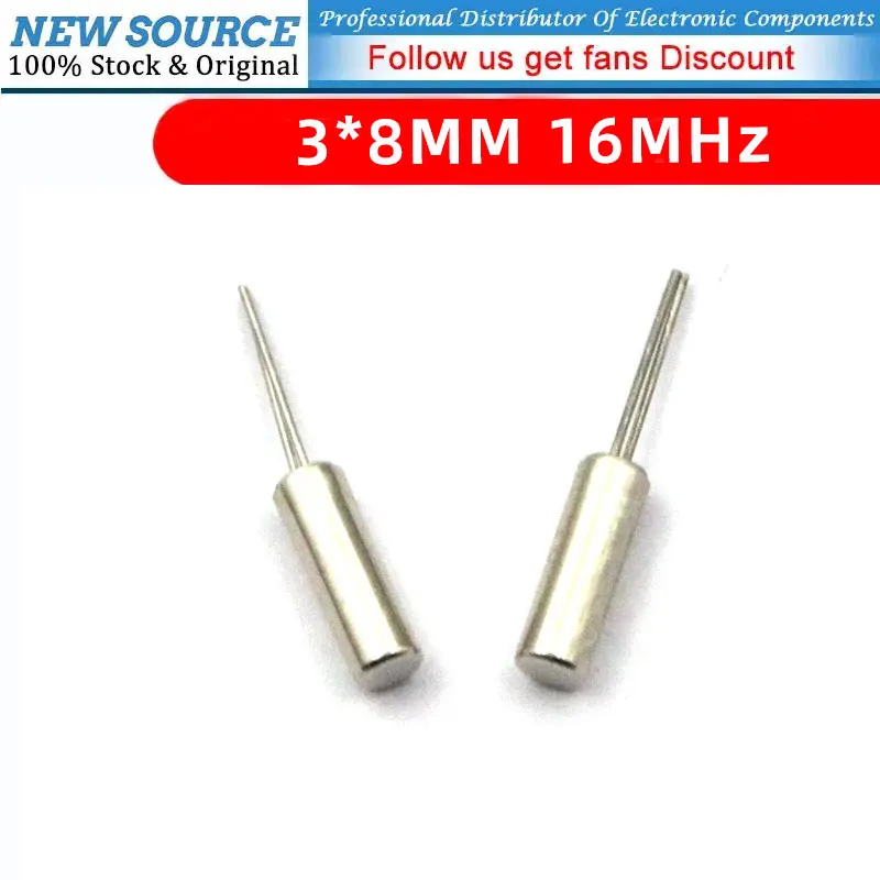 10PCS Crystal Oscillator 16M Cylindrical Type 3*8MM 16MHz Quartz Crystal Passivecrystal Oscillator