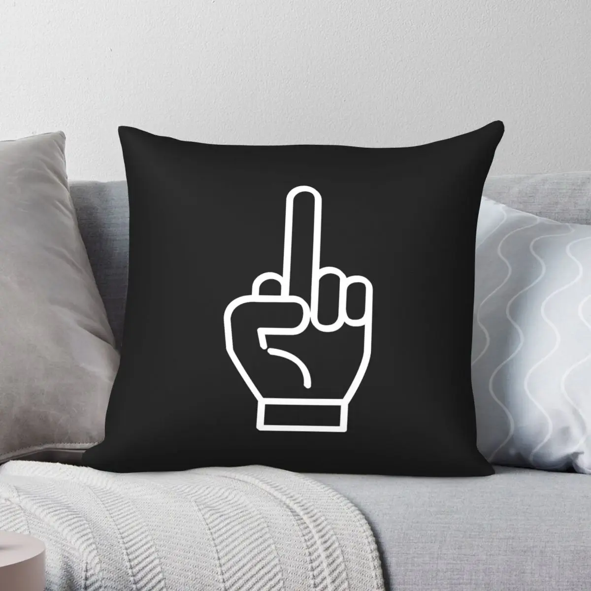 Middle Finger Square Pillowcase Polyester Linen Velvet Creative Zip Decorative Throw Pillow Case Bed Cushion Cover 18