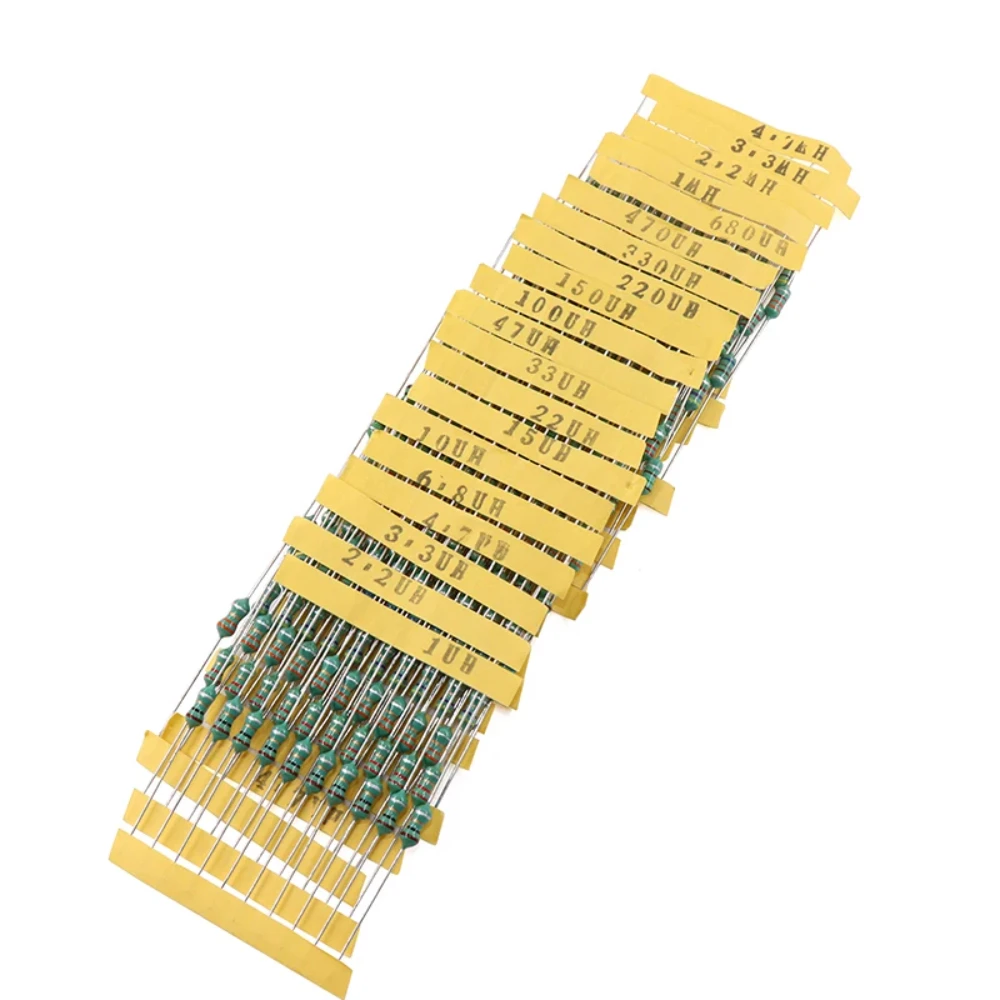 200 قطعة 0410 مجموعة مغو حلقة اللون 1/2 واط 1μH إلى 4.7mH 20 قيمة الحث مجموعة متنوعة لمشاريع الإلكترونيات ذاتية الصنع