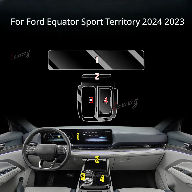 For Ford Equator Sport Territory 2024 2023 Car interior Accessories film transparent TPU Gear Panel Center Console Anti-scratch