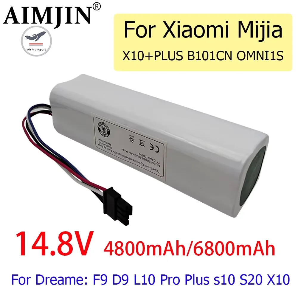 

14.8V 6800mAh Battery For Xiaomi Mijia X10+PLUS B101CN OMNI 1S and Dreame F9 D9 L10 Pro Plus S10 S20 X10 Sweeping Mopping Robot