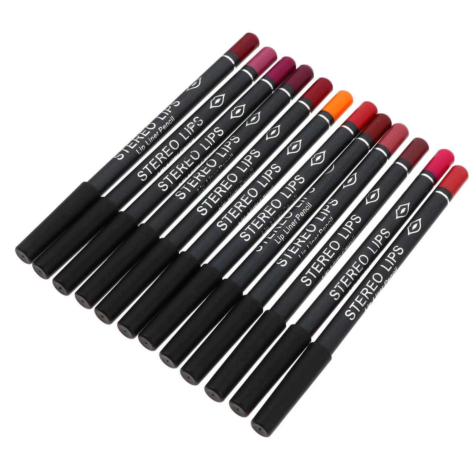 12 Uds delineador de labios lápiz impermeable de larga duración acabado mate delineador de labios para herramienta delineador de ojos de cejas