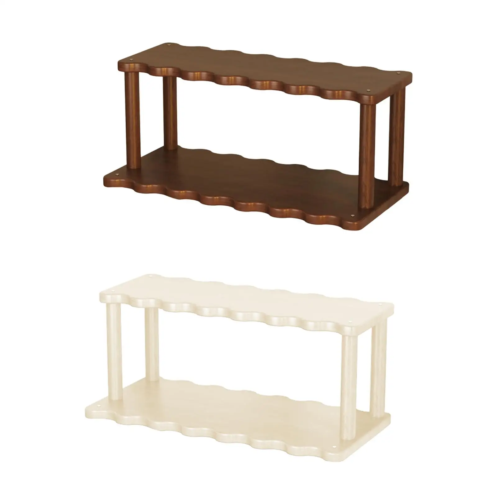 Tiered Wooden Desktop Organizer Rack Shelf Storage Stand for Room Accessories and Office Supplies