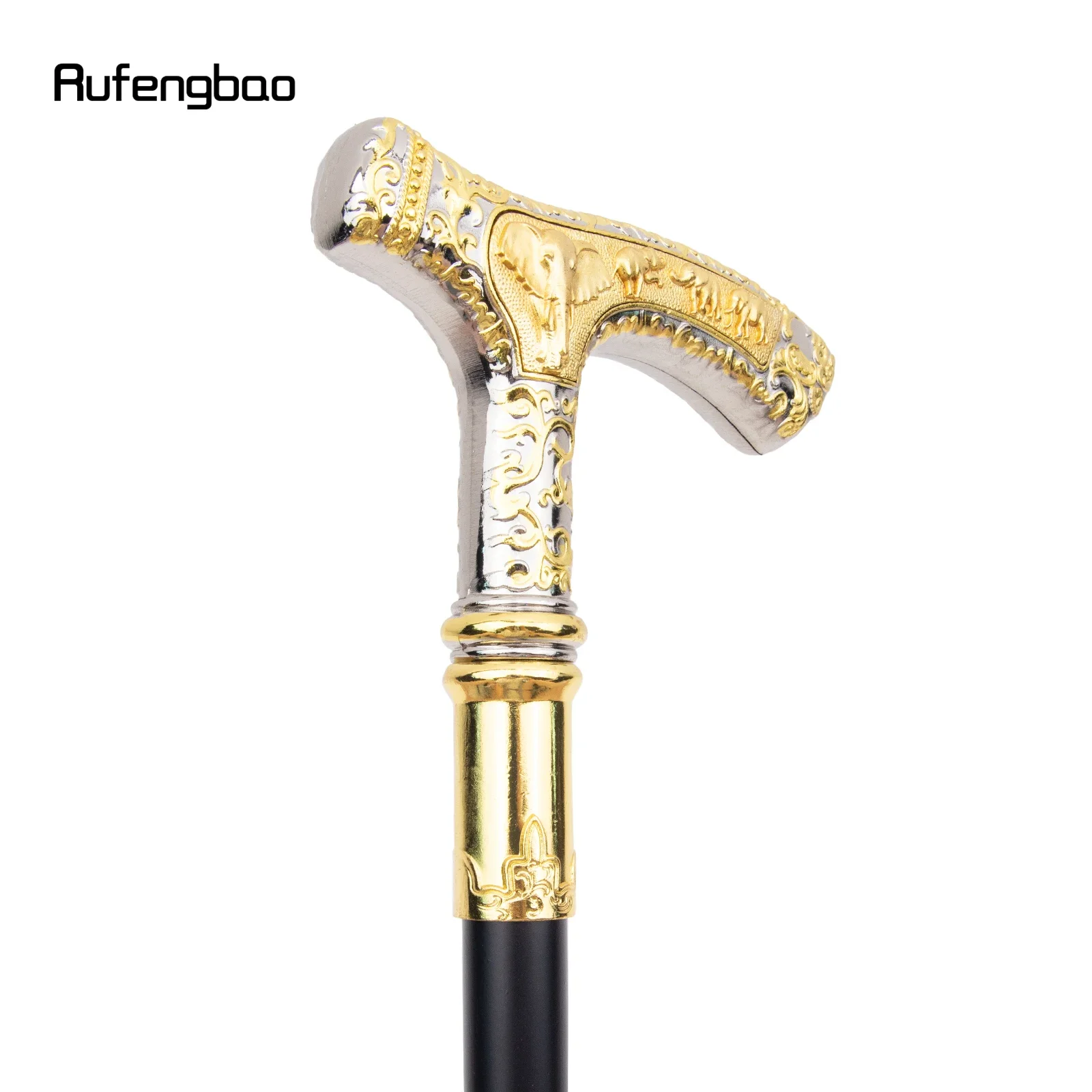 Golden White Elephant Luxury Pattern Walking Stick Party Fashion Elegant Walking Stick Decorative Cospaly Cane Knob Crosier 89cm