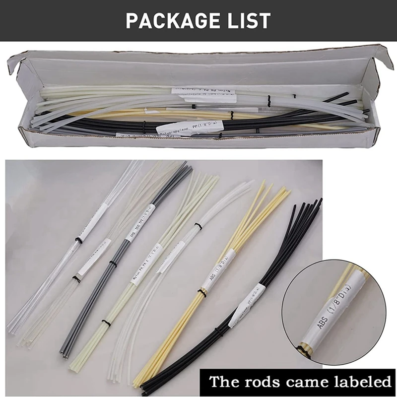 112PCS Plastic Welding Rods, 7 Types ABS PP PU PE PA PC TPO 13 Inch Plastic Welder Rod For Car Bumper Kayak