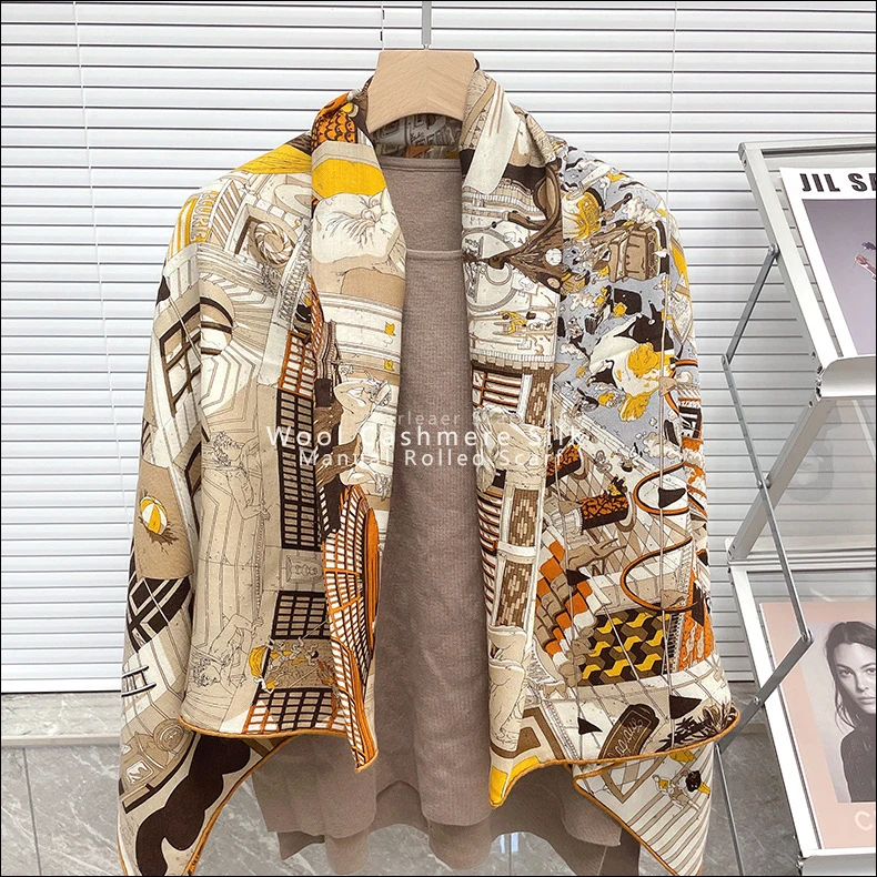 Brand Winter Luxury Scarf Women Designer Mulberry Cashmere Scarfs Hand Roller Pashmina Shawls Paris Street Stole Cape 140cm