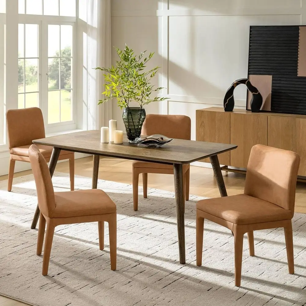 

Set of 4 Modern Upholstered Dining Chairs with Thick Cushion and Solid Wood Legs, Ideal for Kitchen, Dining, Living Room, and Re