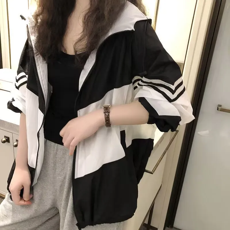 Women Jackets Sun Protection Clothing Women's UV Protection 2025 Korean Version Long-Sleeved Loose Jacket Hooded Summer Clothing