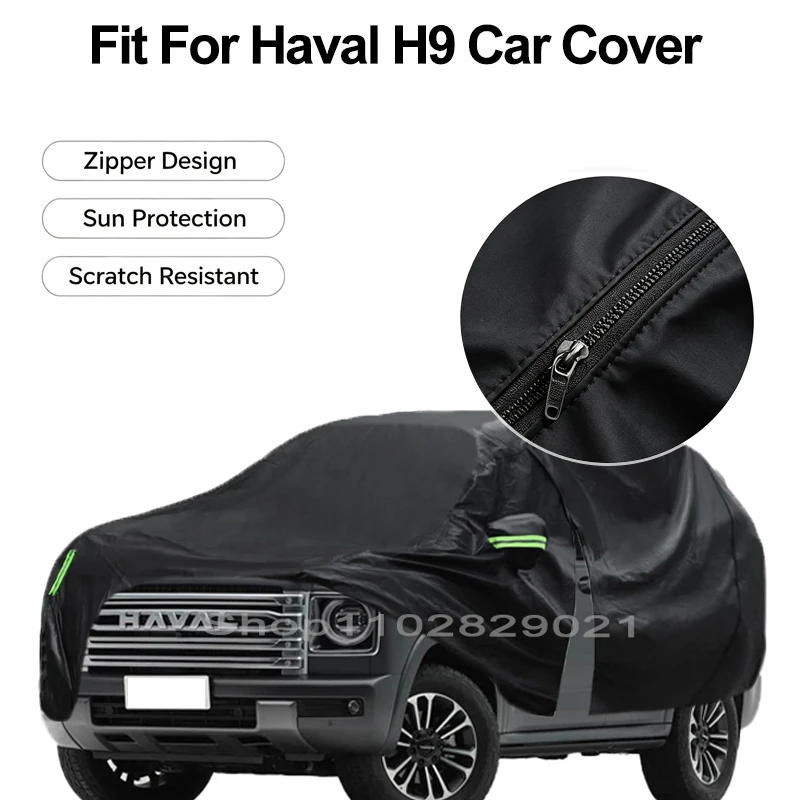 Zipper Door Waterproof Car Cover For Haval H9 Windproof Dustproof UV Protection All Weather Auto Protector