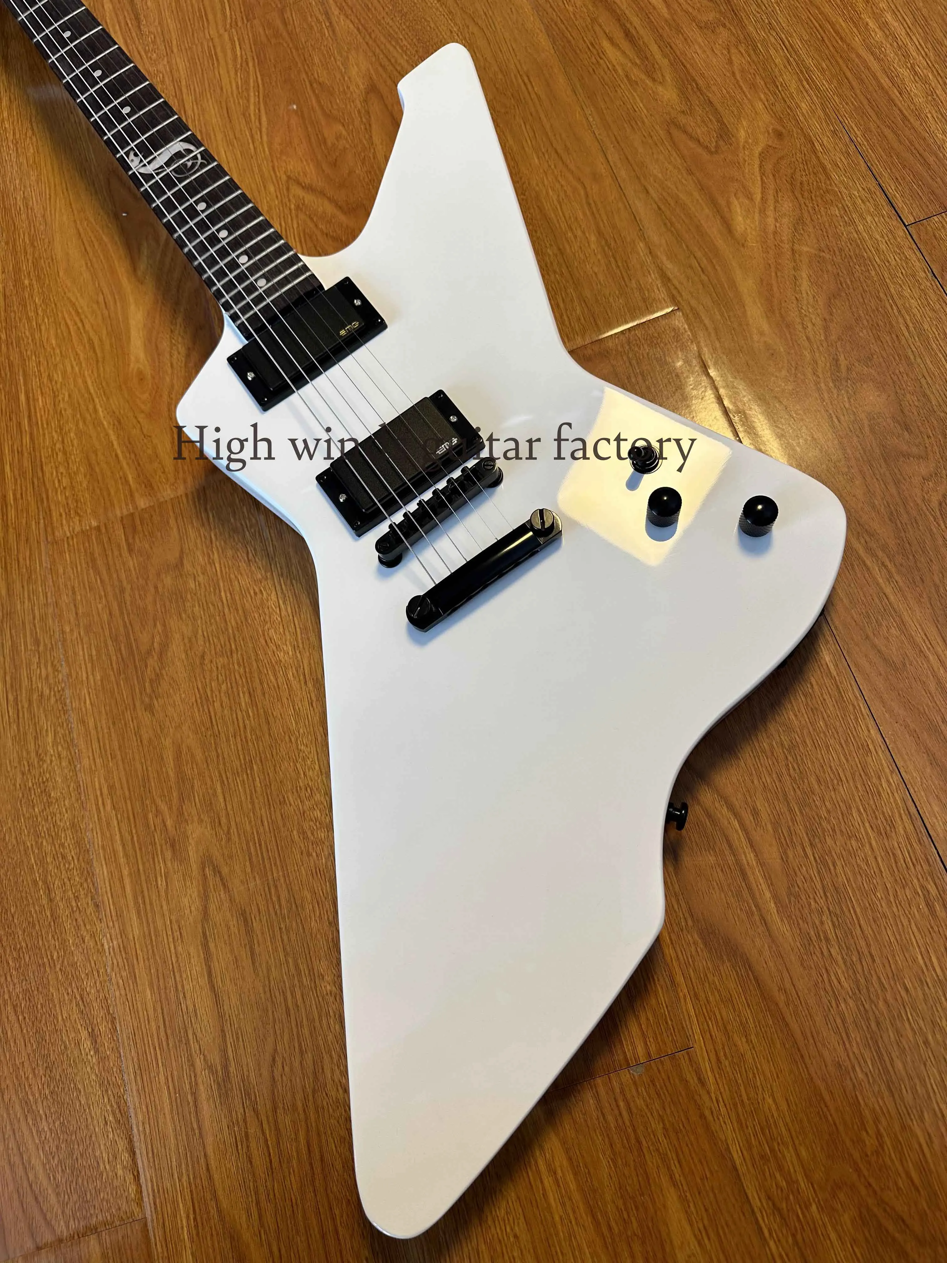 

White Snakebyte electric guitar h picker HH picker snake inlaid solid body -