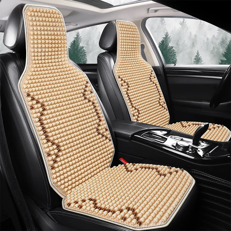 1PCS Summer Cool Car Seat Cover Natural Maple Wood Bead Car Seat Cushion Massage Breathable Environmental Waterproof Seat Mat