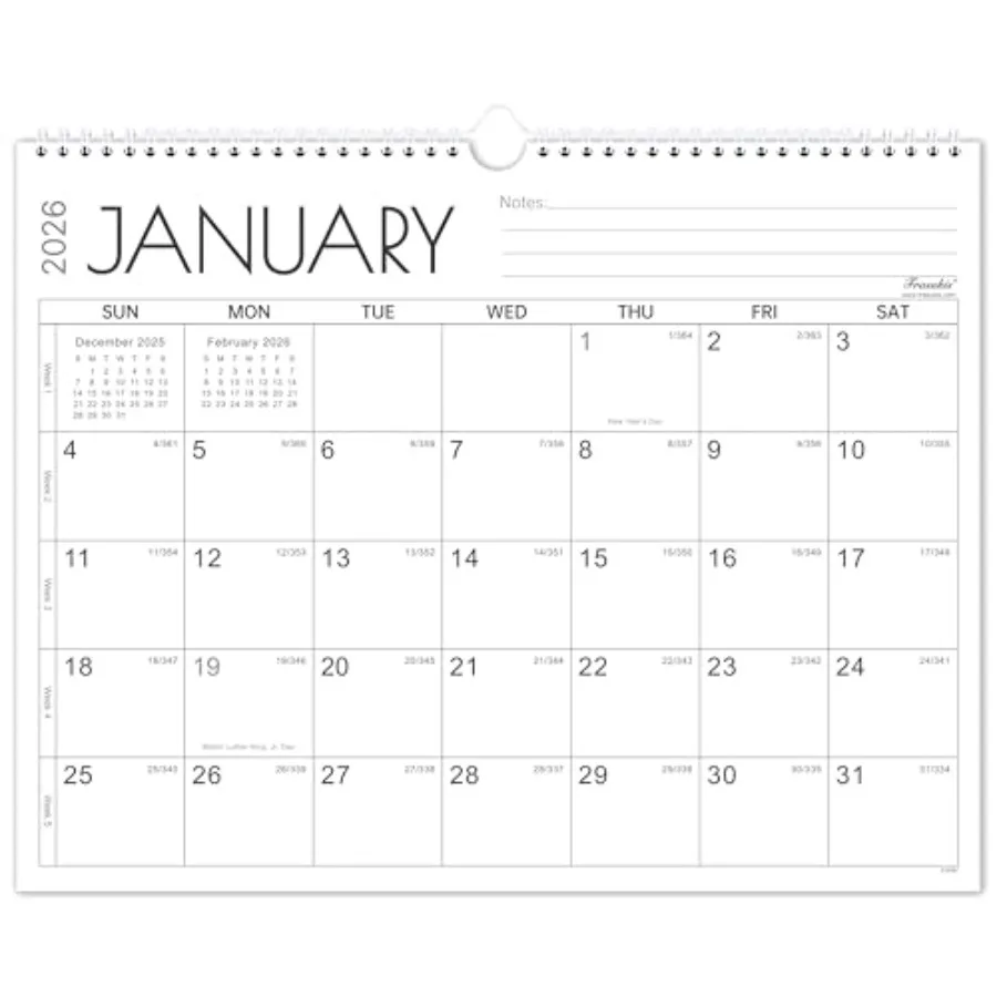 

2026-2027 Calendar - 2 Years Wall Calendar 2026-2027 January 2026 - December 2027 14.8'' x 11.5'' Large Blocks with Julian Date