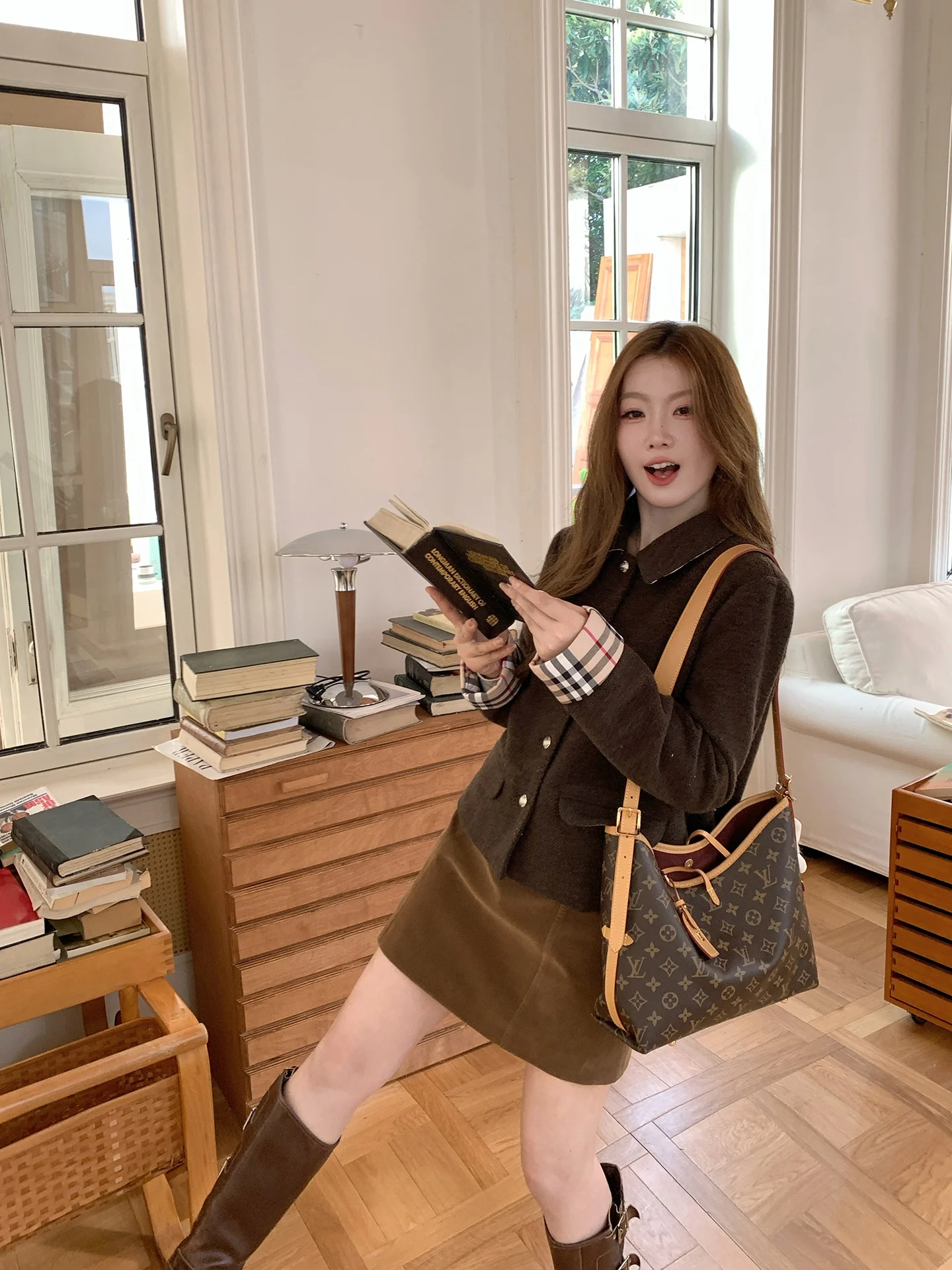 

Лондонский Wanderlust, шерстяное пальто в клетку в стиле ретро, длиной до плеч, женское деловое повседневное пальто из ткани, весна-осень