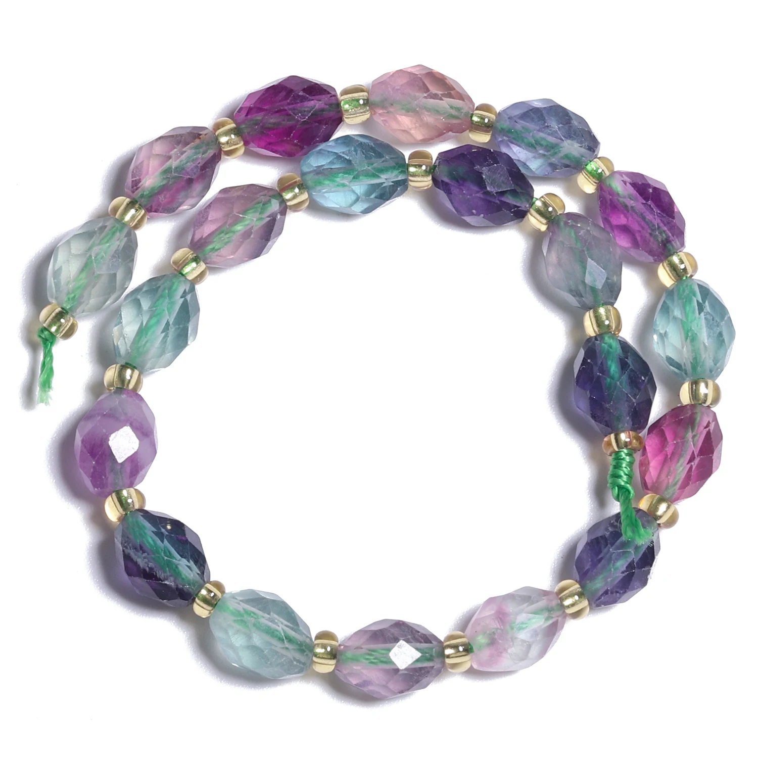 6x8MM Natural Faceted Stone Purple Colorful Fluorite Round Spacer Beads For Jewelry Making DIY Bracelet Earrings Accessories