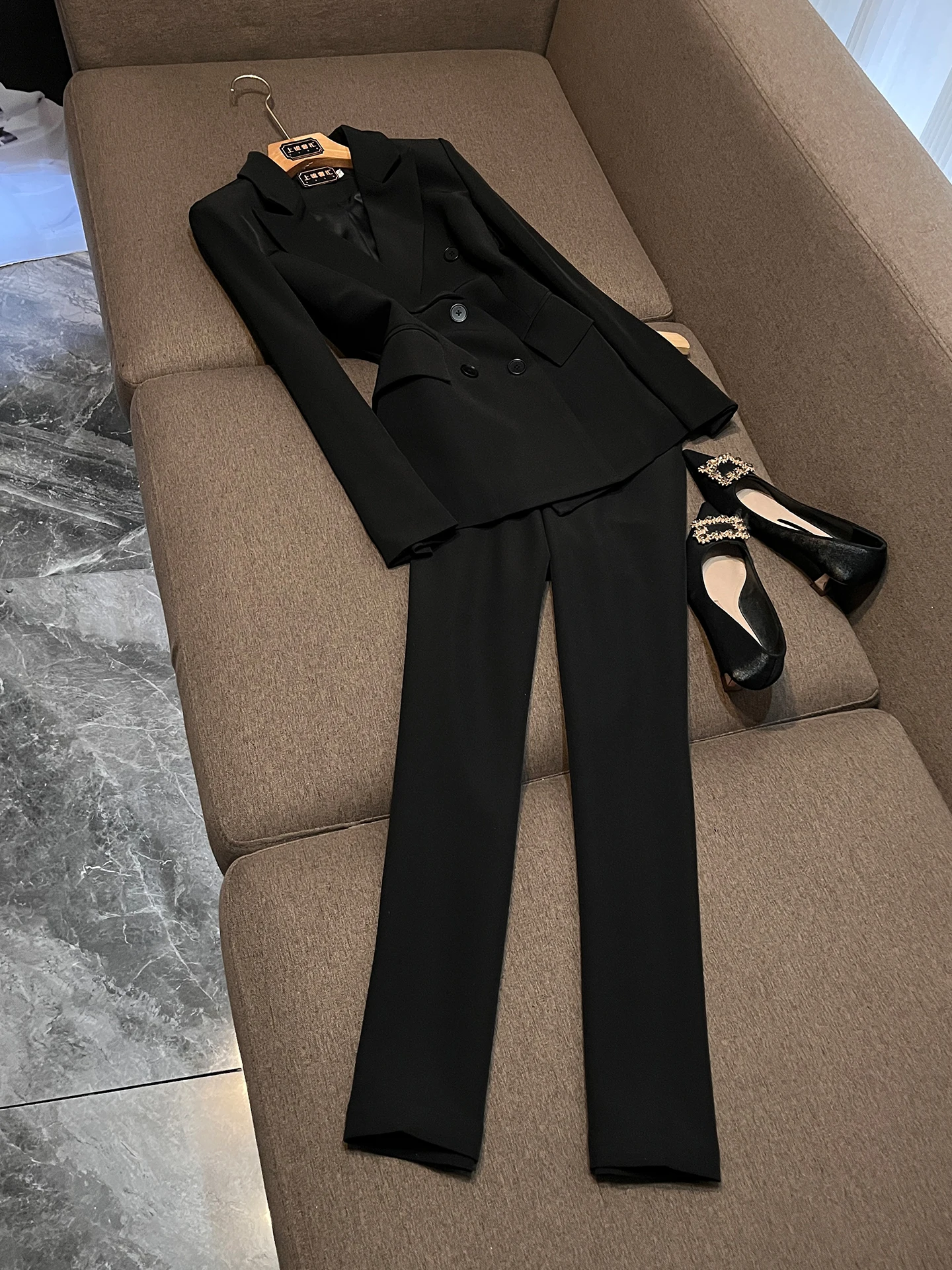 

Bla Suit Set for Women Commute Sle Double Breasted Ele New Arrival 2026 CZ845 Small Size Friendly Workwear