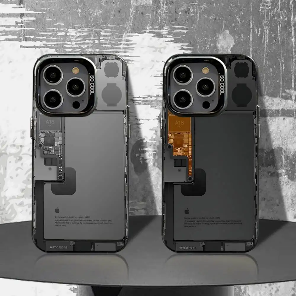 

A18 Processor Motherboard Phone Case For iPhone 16,15,14,13,12,11,Pro,XS,Max,Plus,Mini,SE4,E Black Matte Shockproof Cover