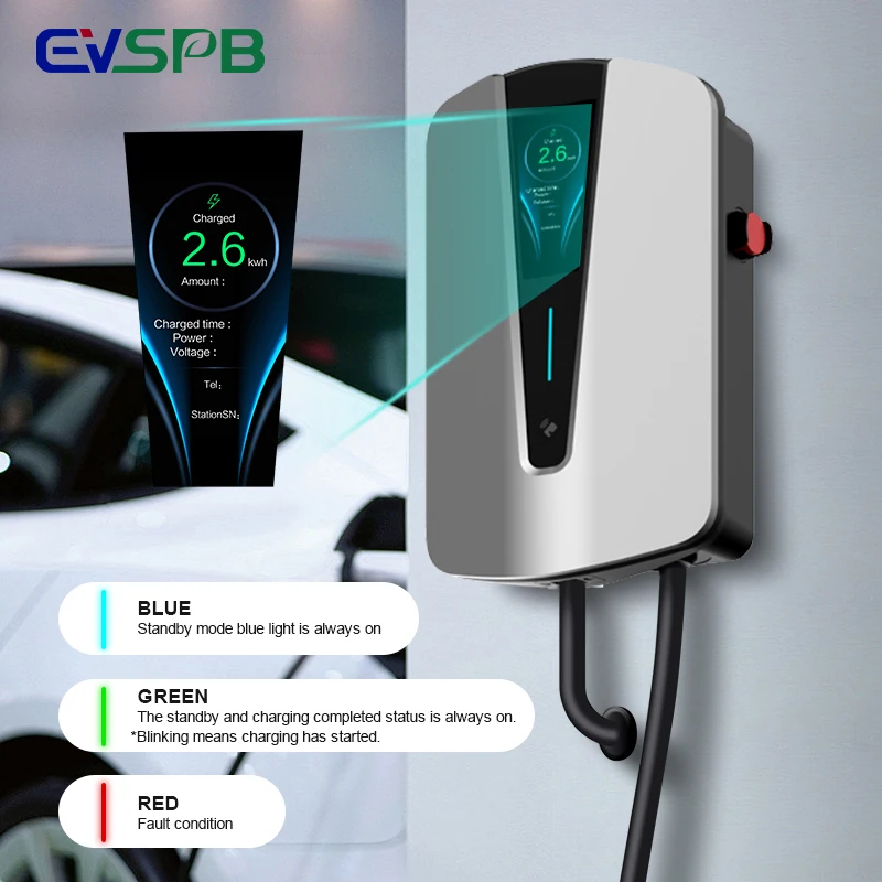 New Energy Vehicle Wall-mounted Charging Stations 11Kw 7Kw 22Kw 32A Fast Level 2 Ev Charger App Control Parts Accessories view 3