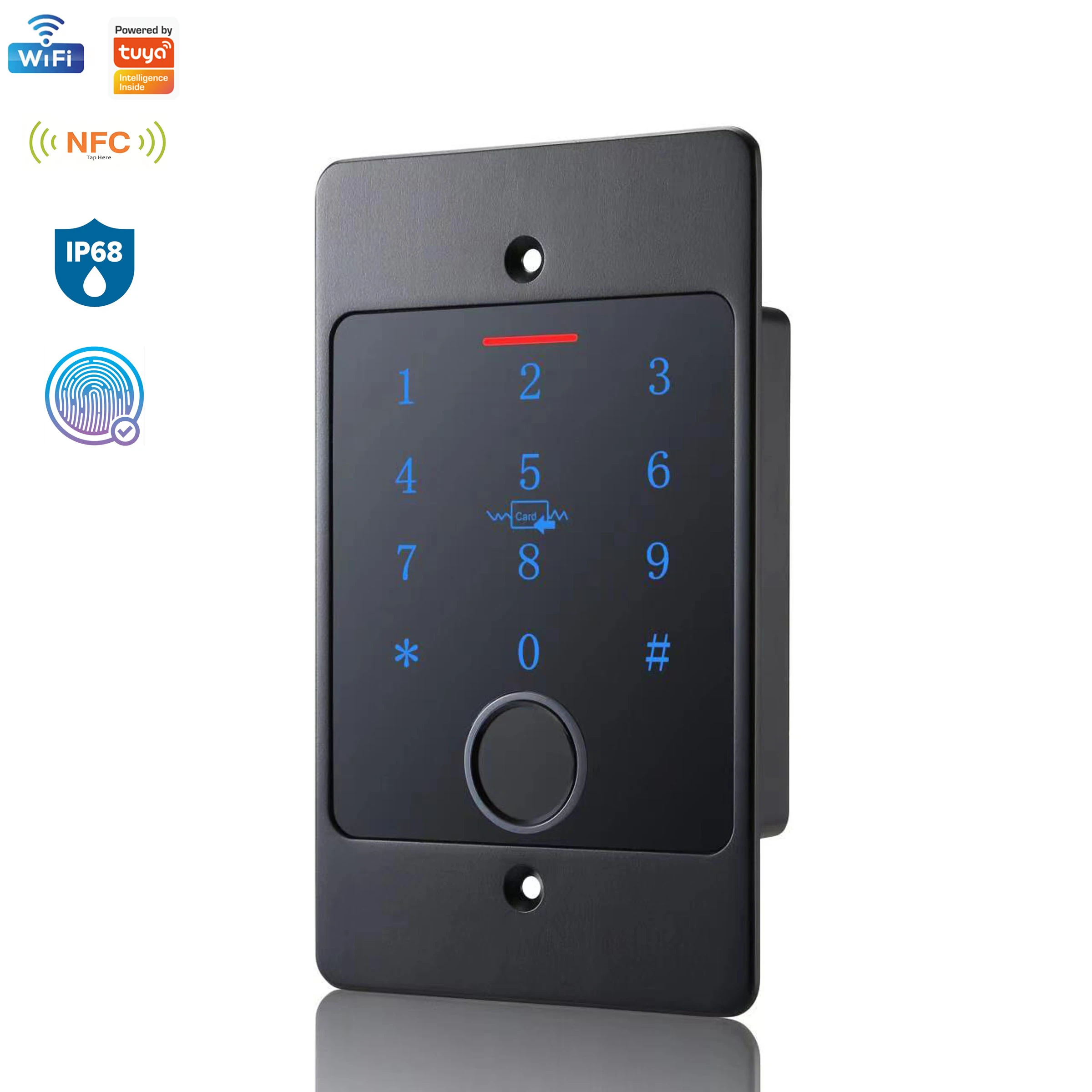 HF5 WIFI Support TuyaAPP Fingerprint Reader RFID Card Door Opener Metal Keyboard Standalone Design Access Controller IP68 CE FCC