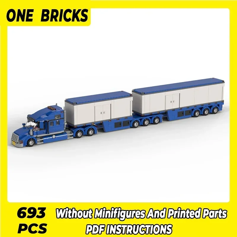 เมืองรถรุ่น Moc อาคารอิฐของเล่น B-Double Transporter เทคโนโลยี Modular Blocks ของขวัญของเล่นคริสต์มาส DIY ชุดประกอบ