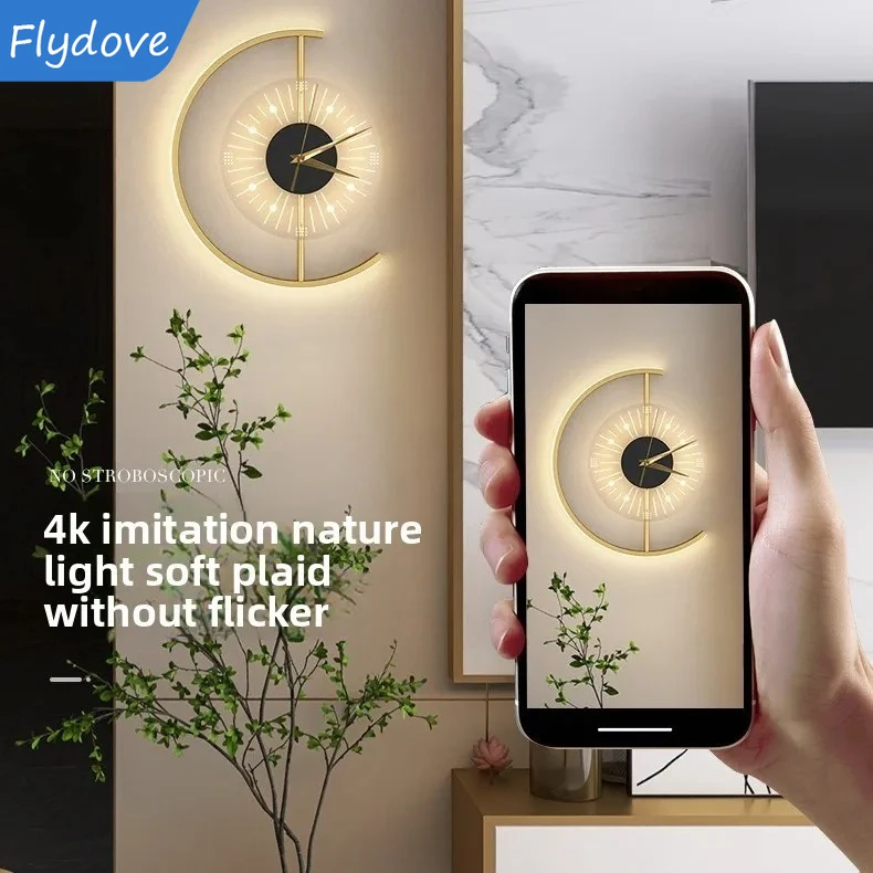 

Modern Creative LED Clock Watch Wall Lamp for Bedroom Living Dining Room Aisle Porch Home Decor Indoor Lighting Sconce Fixture