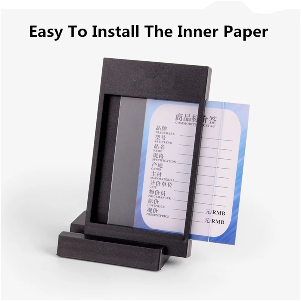 Black Two Use Ways Plastic Small Commodity Price Label Paper Card Sign Holder Tags Display Stand