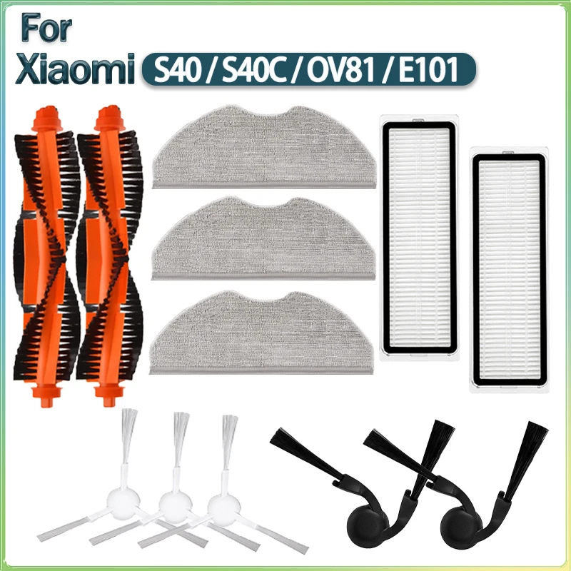 Adatto per accessori per aspirapolvere robot Xiaomi S40/S40C/OV81/E101: spazzola principale Spazzola laterale Filtro HEPA Panno per mop